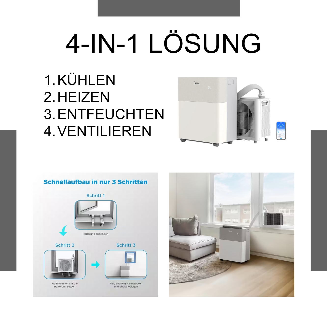 Midea PortaSplit Klimaanlage 12.000 BTU 3,5 kW